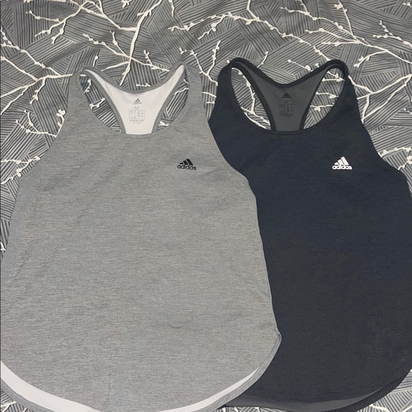 adidas Tops - Adidas 2 pc Women's Gray and Black Tank Tops Aeroready sz M